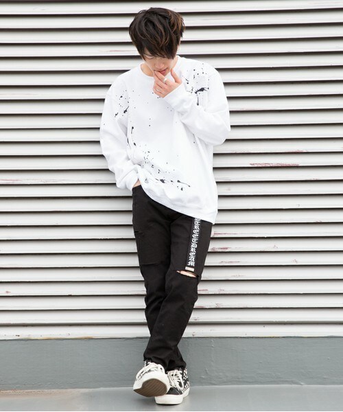 CASPER JOHN AIVER（キャスパージョンアイバー）の「CASPER JOHN AIVER　スプラッシュ加工ビッグスウェット（スウェット・メンズ・ホワイト/ブラック/レッド・FREE）」の17枚目の写真