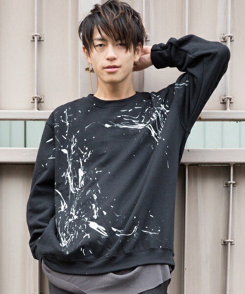 CASPER JOHN AIVER（キャスパージョンアイバー）の「CASPER JOHN AIVER　スプラッシュ加工ビッグスウェット（スウェット・メンズ・ホワイト/ブラック/レッド・FREE）」の2枚目の写真