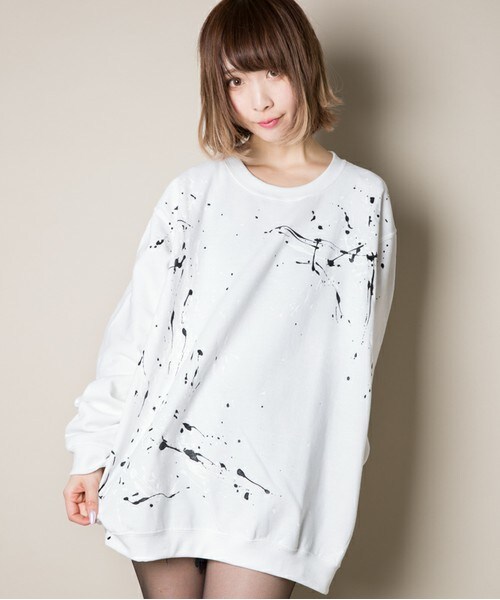 CASPER JOHN AIVER（キャスパージョンアイバー）の「CASPER JOHN AIVER　スプラッシュ加工ビッグスウェット（スウェット・メンズ・ホワイト/ブラック/レッド・FREE）」の8枚目の写真