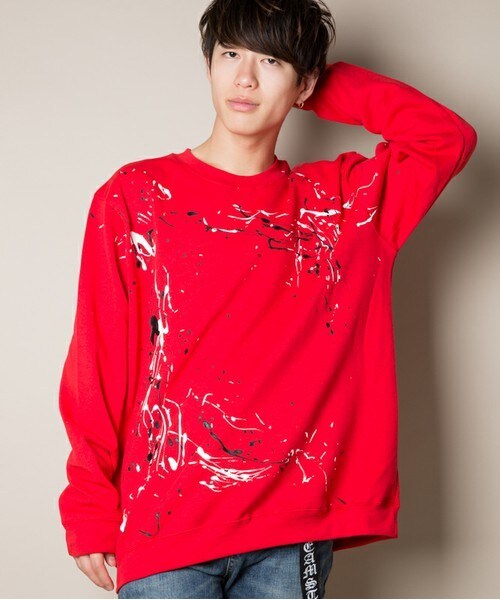 CASPER JOHN AIVER（キャスパージョンアイバー）の「CASPER JOHN AIVER　スプラッシュ加工ビッグスウェット（スウェット・メンズ・ホワイト/ブラック/レッド・FREE）」の10枚目の写真