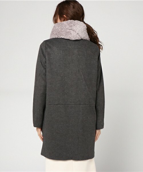 archives（アルシーヴ）の「スヌード付きノーカラーコート（ノーカラージャケット・レディース・アイボリー/グレー/チャコールグレー・MEDIUM）」の6枚目の写真