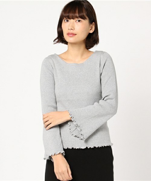 archives（アルシーヴ）の「袖フレアリブプルオーバー（ニット/セーター・レディース・オフホワイト/グレー/モカ/グリーン・MEDIUM）」の2枚目の写真