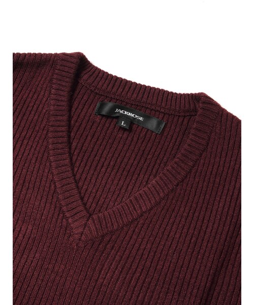 JACKROSE（ジャックローズ）の「カシミヤタッチリブ編みVネックニット（トップス・メンズ・ブラック/ホワイト/ワイン・M/L）」の13枚目の写真