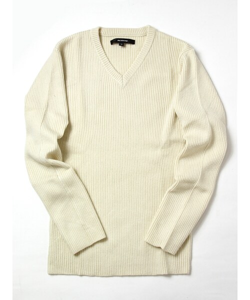 JACKROSE（ジャックローズ）の「カシミヤタッチリブ編みVネックニット（トップス・メンズ・ブラック/ホワイト/ワイン・M/L）」の5枚目の写真