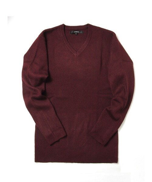 JACKROSE（ジャックローズ）の「カシミヤタッチリブ編みVネックニット（トップス・メンズ・ブラック/ホワイト/ワイン・M/L）」の17枚目の写真