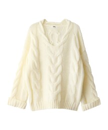 GRL | ケーブル編みVネックルーズニット(ニット/セーター)