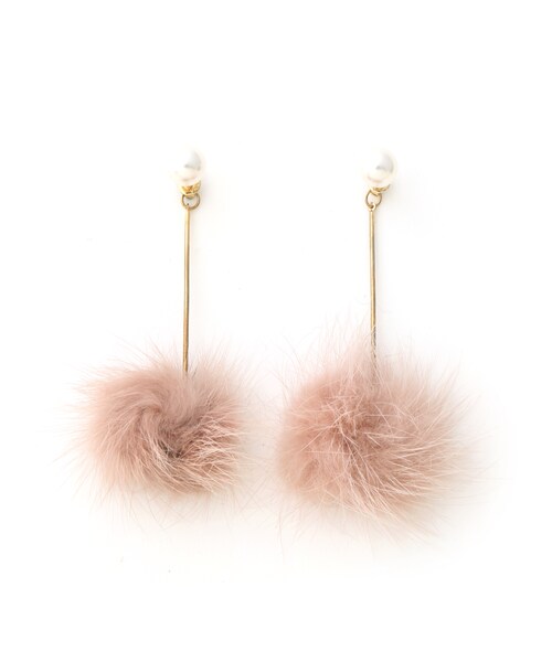 GRL（グレイル）の「真鍮ミンクファーパールピアス（ピアス（両耳用）・レディース・グレー/ベージュ/ブラック/ホワイト/ピンク/パープル/キャメル/チャコール・F）」の8枚目の写真