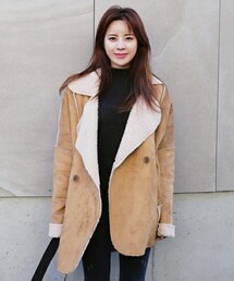 DHOLIC | ダブルボタンフェイクムートンジャケット(ムートンコート)