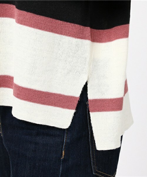 archives（アルシーヴ）の「マルチボーダーVネックニット（ニット/セーター・レディース・オフホワイト/ネイビー/ピンク・MEDIUM）」の9枚目の写真