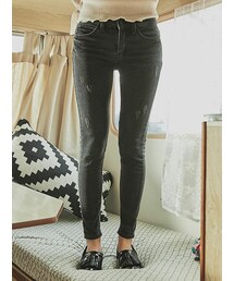 KORMARCH | フレイドヘム裏起毛スキニーパンツ(デニムパンツ)