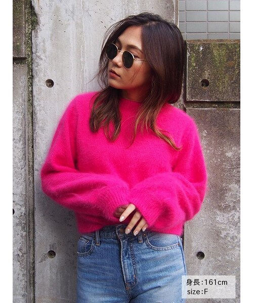 Ungrid（アングリッド）の「アンゴラ混ニット（トップス・レディース・ライトグレー/ブラック/ピンク/マスタード・F）」の7枚目の写真