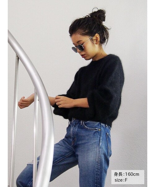 Ungrid（アングリッド）の「アンゴラ混ニット（トップス・レディース・ライトグレー/ブラック/ピンク/マスタード・F）」の6枚目の写真