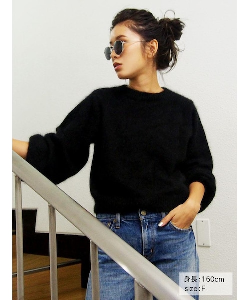 Ungrid（アングリッド）の「アンゴラ混ニット（トップス・レディース・ライトグレー/ブラック/ピンク/マスタード・F）」の5枚目の写真