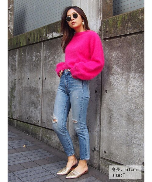 Ungrid（アングリッド）の「アンゴラ混ニット（トップス・レディース・ライトグレー/ブラック/ピンク/マスタード・F）」の8枚目の写真