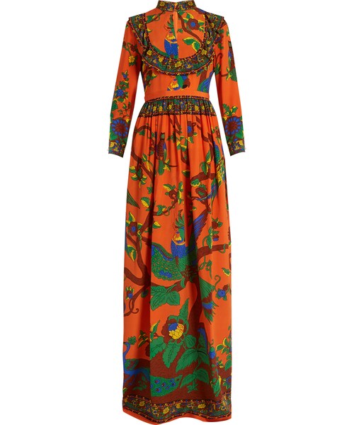 Gucci（グッチ）の「GUCCI Jubileeprint mandarincollar silk gown（ワンピース）」 WEAR