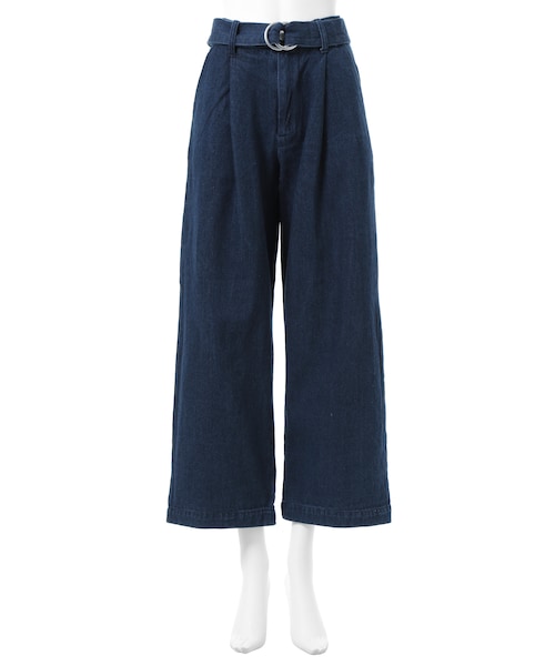 GRL（グレイル）の「ベルト付きワイドデニムパンツ（デニムパンツ・レディース・インディゴ/ブルー/ライトブルー・S）」の2枚目の写真