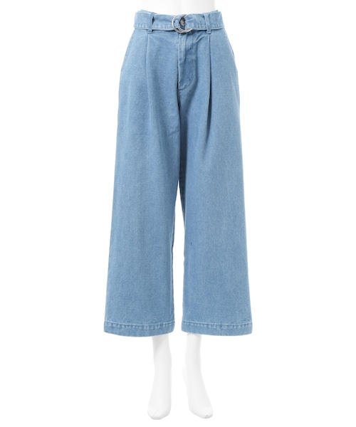 GRL（グレイル）の「ベルト付きワイドデニムパンツ（デニムパンツ・レディース・インディゴ/ブルー/ライトブルー・S）」の3枚目の写真