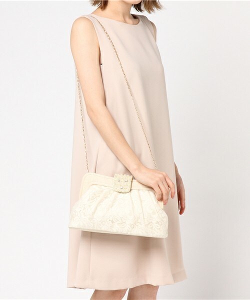 INTERPLANET WINGS(インタープラネットウィング)の「パールフラップレースパーティバッグ(クラッチバッグ・レディース・ブラック/ベージュ・FREE)」の11枚目の写真