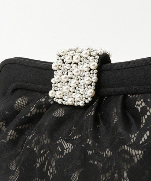 INTERPLANET WINGS(インタープラネットウィング)の「パールフラップレースパーティバッグ(クラッチバッグ・レディース・ブラック/ベージュ・FREE)」の5枚目の写真