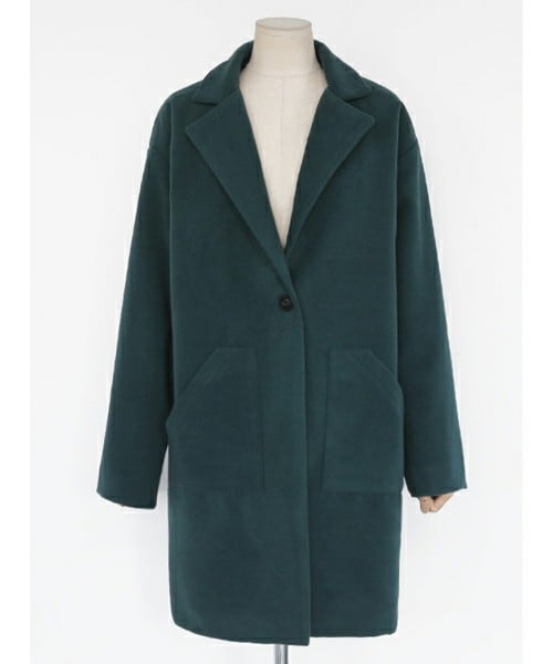 DHOLIC(ディーホリック)の「ワンボタンビッグポケットコート(チェスターコート・レディース・ブラック/グレー/ディープグリーン/レッドブラウン・FREE)」の4枚目の写真