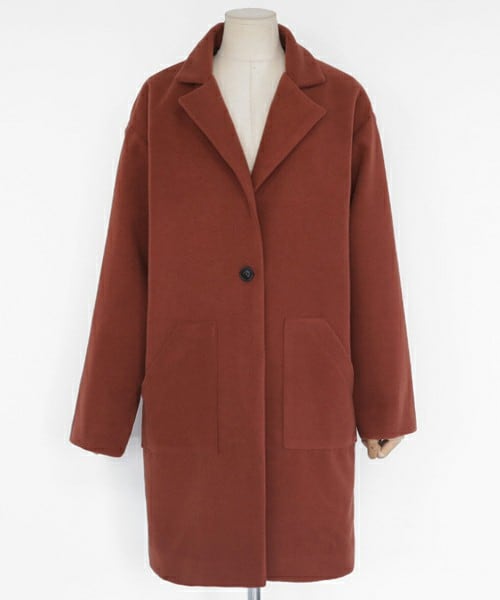 DHOLIC(ディーホリック)の「ワンボタンビッグポケットコート(チェスターコート・レディース・ブラック/グレー/ディープグリーン/レッドブラウン・FREE)」の3枚目の写真