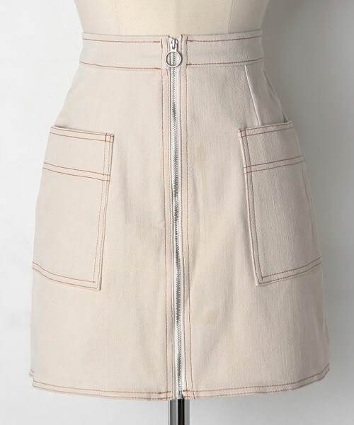 DHOLIC（ディーホリック）の「フロントジップステッチミニスカート（スカート・レディース・ブラック/クリーム・S/M）」の2枚目の写真