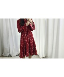 2PER | リボンタイ付きベルスリーブフレアワンピース(P0000ERX)(ワンピース)