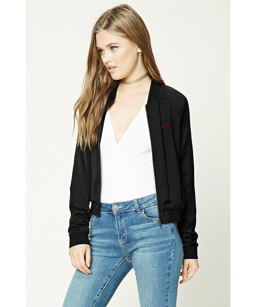 FOREVER 21(フォーエバー トゥエンティーワン)の「Heartbreakerエンブロイダードスカジャン(ジャケット/アウター・レディース・BLACK・S/M/L)」の3枚目の写真