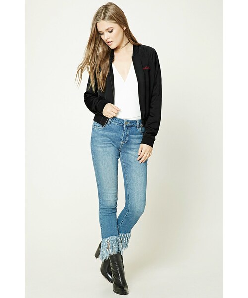 FOREVER 21(フォーエバー トゥエンティーワン)の「Heartbreakerエンブロイダードスカジャン(ジャケット/アウター・レディース・BLACK・S/M/L)」の4枚目の写真