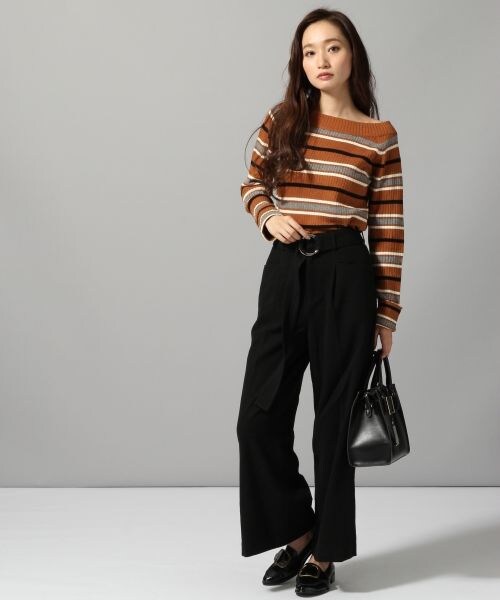 JEANASIS（ジーナシス）の「12Gマルチボーダーオフプルオーバー（トップス・アイボリー()/ブラック()/グレー系その他()/ブラウン系その他()）」の6枚目の写真