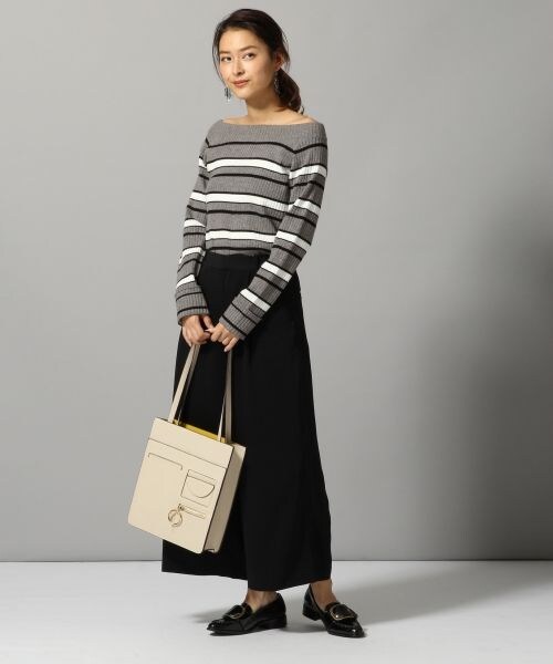 JEANASIS（ジーナシス）の「12Gマルチボーダーオフプルオーバー（トップス・アイボリー()/ブラック()/グレー系その他()/ブラウン系その他()）」の5枚目の写真