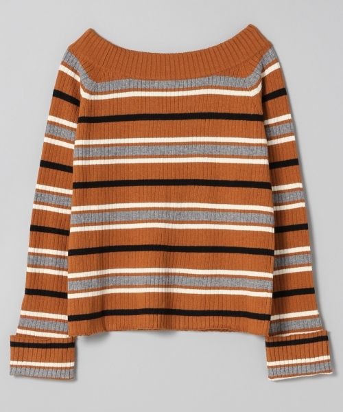 JEANASIS（ジーナシス）の「12Gマルチボーダーオフプルオーバー（トップス・アイボリー()/ブラック()/グレー系その他()/ブラウン系その他()）」の4枚目の写真