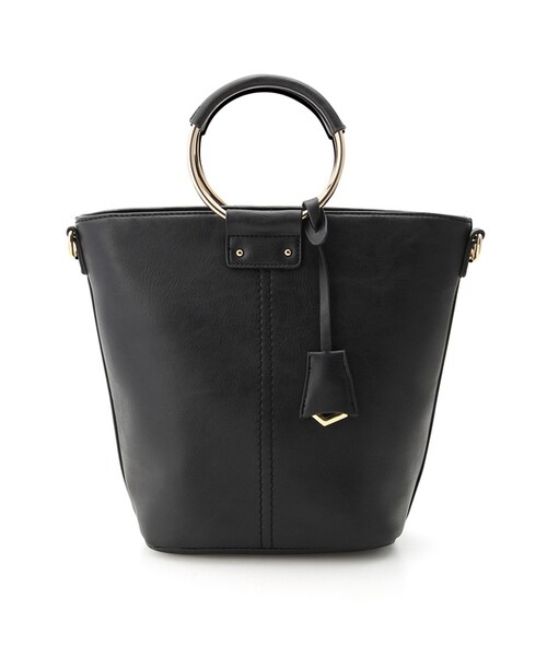 Honeys(ハニーズ)の「PVC金具ハンドルBag(バッグ・レディース・アイボリー/クロ/キャメル/ベージュ)」の3枚目の写真