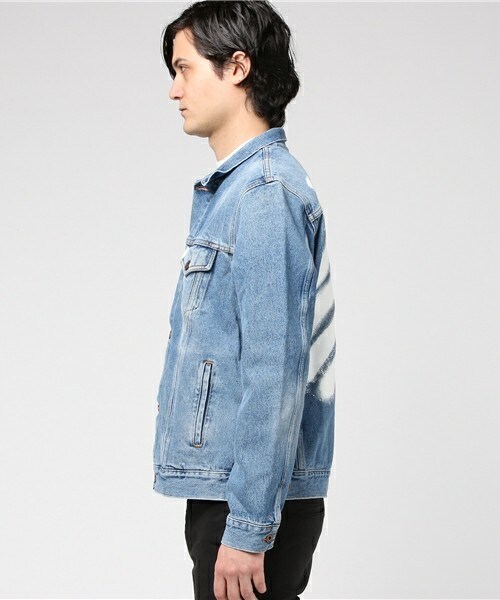 off white(オフホワイト)の「OFF WHITE 『DIAG SPRAY』デニムジャケット(デニムジャケット・メンズ・ダークブルー・SMALL)」の3枚目の写真