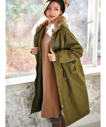 KORMARCH | ファー付きロングモッズコート(カバーオール)