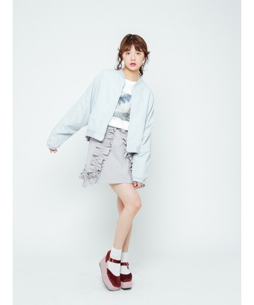 merry jenny(メリージェニー)の「ハートブルゾン(ジャケット/アウター・レディース・ブラック/ピンク/アイスブルー・F)」の8枚目の写真