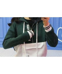 OLDMICKEY  | 裏起毛レタリングハーフジッパー配色パーカー(P000BJBA)(Tシャツ/カットソー)