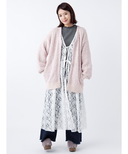 w closet(ダブルクローゼット)の「チュールレース袖シャーリングブラウス(ワンピース/ドレス・レディース・オフホワイト/オレンジ/ブラック・FREE)」の15枚目の写真