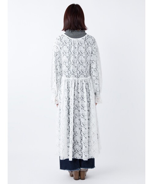 w closet(ダブルクローゼット)の「チュールレース袖シャーリングブラウス(ワンピース/ドレス・レディース・オフホワイト/オレンジ/ブラック・FREE)」の7枚目の写真
