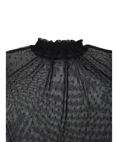 w closet（ダブルクローゼット）の「ドットチュールシャーリングブラウス（トップス・レディース・オフホワイト/ブラック・FREE）」の3枚目の写真