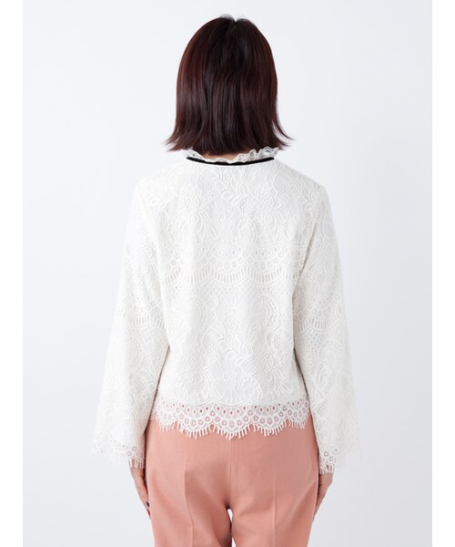 w closet（ダブルクローゼット）の「ベロアリボン付レースプルオーバー（トップス・レディース・オフホワイト/ボルドー/ブラック・FREE）」の6枚目の写真