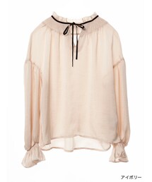 w closet | ベロアリボン付きシャーリングブラウス(トップス)