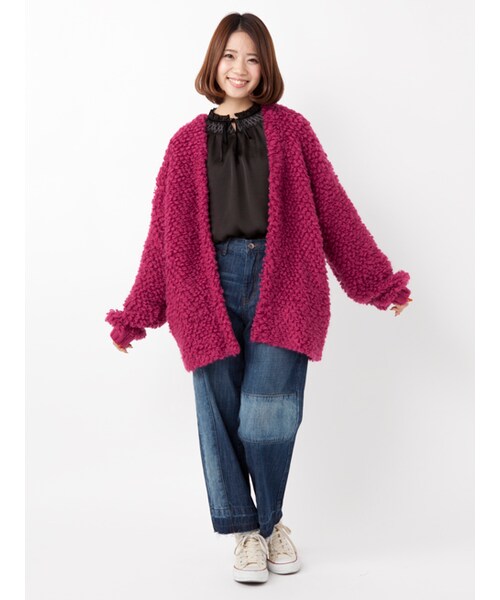 w closet（ダブルクローゼット）の「ベロアリボン付きシャーリングブラウス（トップス・レディース・アイボリー/ピンク/ブラック・FREE）」の12枚目の写真