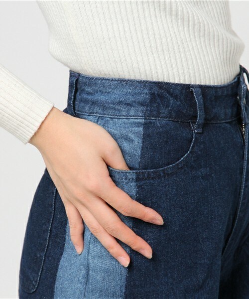 archives（アルシーヴ）の「2TONEワイドデニムパンツ（デニムパンツ・レディース・ネイビー/ロイヤルブルー・SMALL/MEDIUM）」の8枚目の写真
