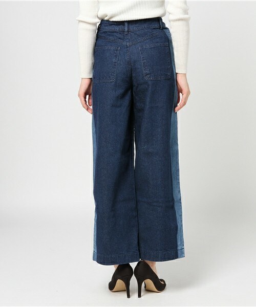 archives（アルシーヴ）の「2TONEワイドデニムパンツ（デニムパンツ・レディース・ネイビー/ロイヤルブルー・SMALL/MEDIUM）」の5枚目の写真