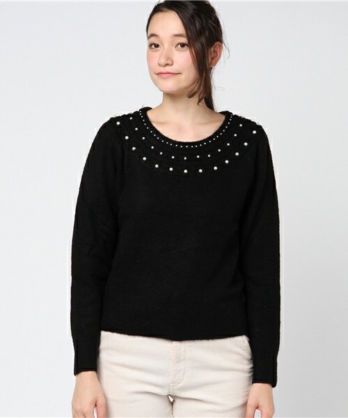 archives（アルシーヴ）の「パール付きプルオーバー（ニット/セーター・レディース・オフホワイト/ブラック/グレー・MEDIUM）」の4枚目の写真
