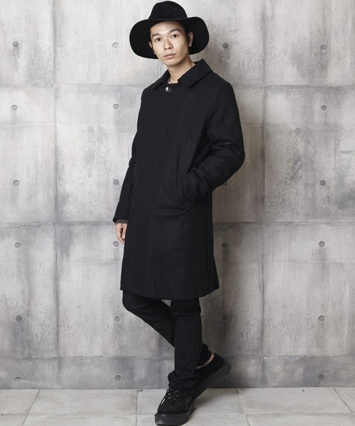 unrelaxing(アンリラクシング)の「ステンカラーコートメルトンロングコート(ステンカラーコート・メンズ・ブラック/ネイビー・SMALL/MEDIUM/LARGE)」の17枚目の写真