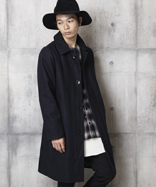 unrelaxing(アンリラクシング)の「ステンカラーコートメルトンロングコート(ステンカラーコート・メンズ・ブラック/ネイビー・SMALL/MEDIUM/LARGE)」の18枚目の写真