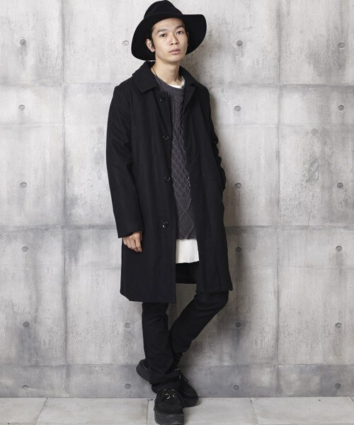 unrelaxing(アンリラクシング)の「ステンカラーコートメルトンロングコート(ステンカラーコート・メンズ・ブラック/ネイビー・SMALL/MEDIUM/LARGE)」の10枚目の写真