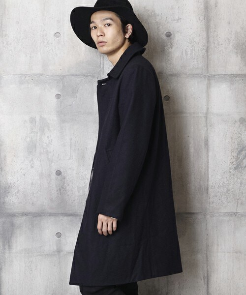 unrelaxing(アンリラクシング)の「ステンカラーコートメルトンロングコート(ステンカラーコート・メンズ・ブラック/ネイビー・SMALL/MEDIUM/LARGE)」の21枚目の写真